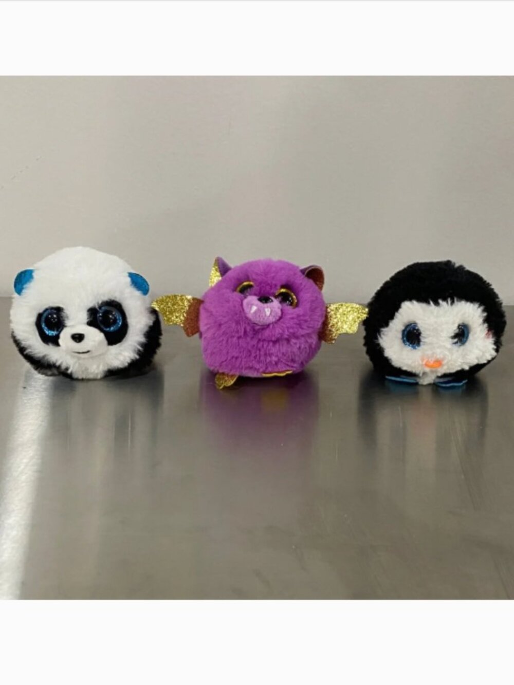 Ty Puff Trio: Hastie Bat, Bamboo Panda, Waddles Penguin